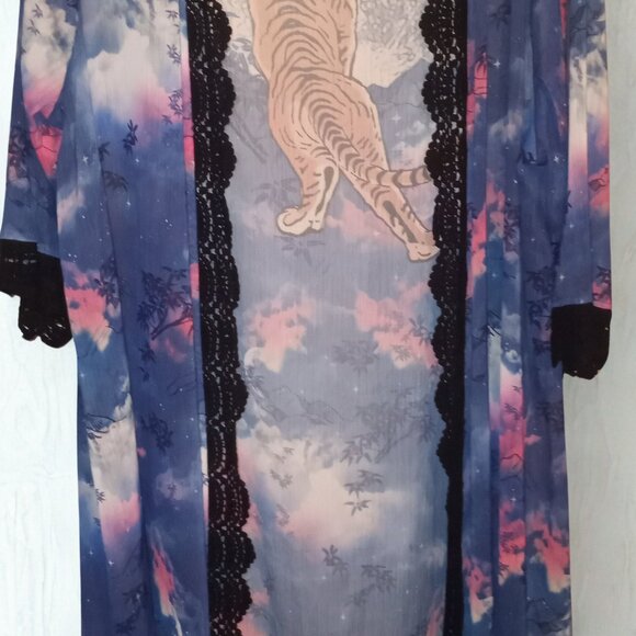 Torrid space galaxy print and tiger kimono coverup size 2x - Picture 2 of 5